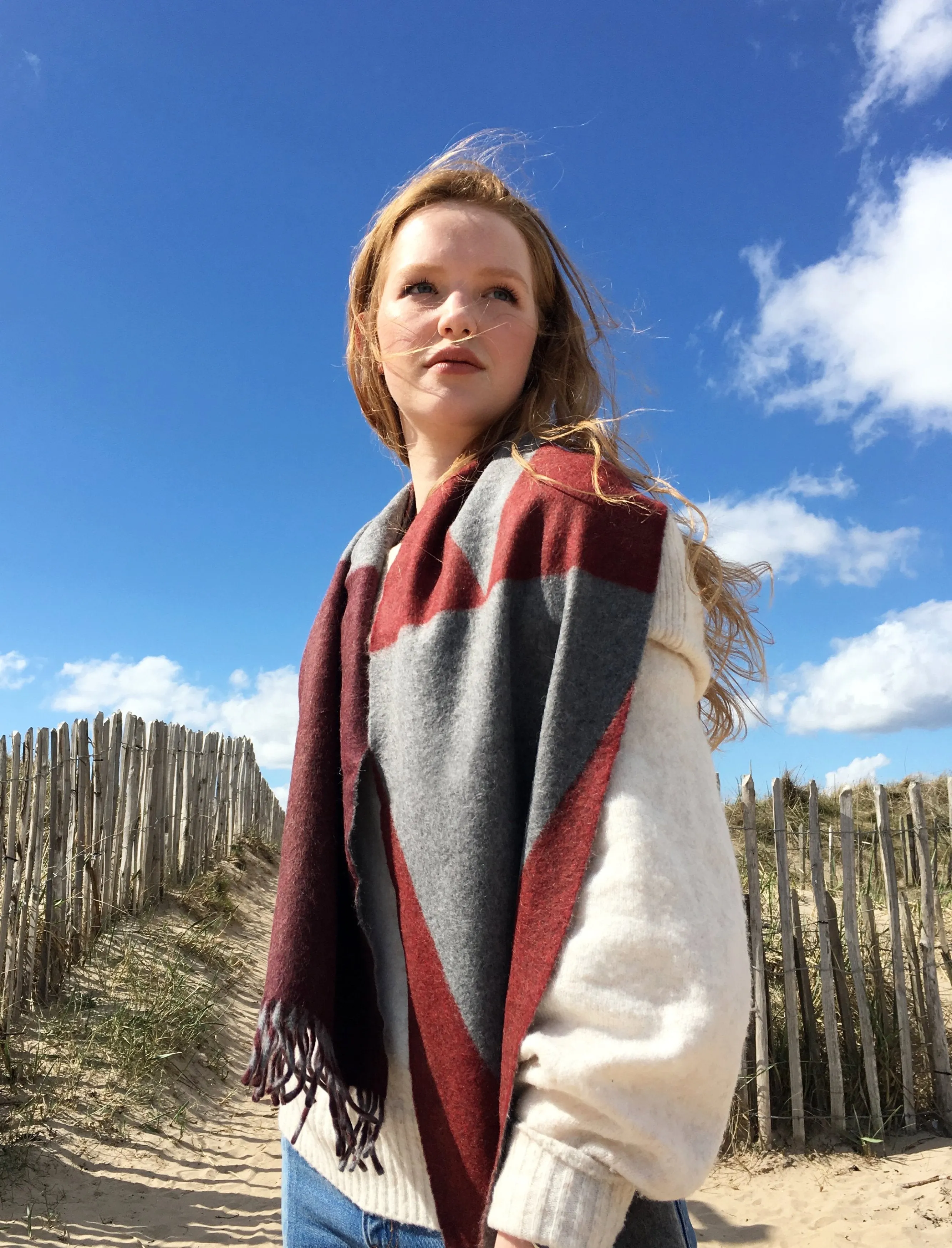 Colour Block hand printed Angora Wool scarf - Staffa 7 womenswear