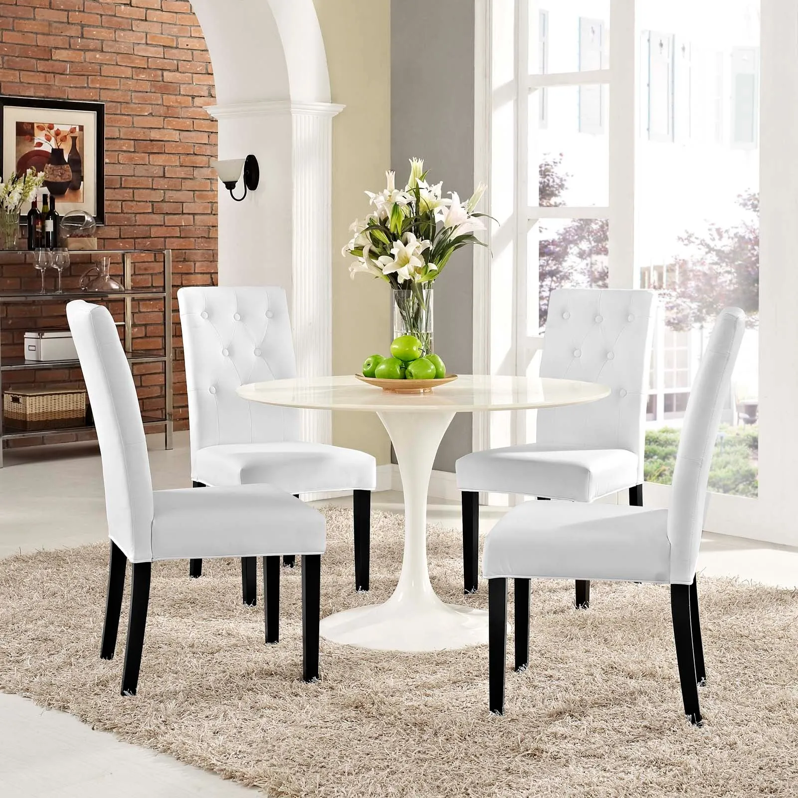 Confer Dining Side Chair Vinyl Set of 4 by Modway