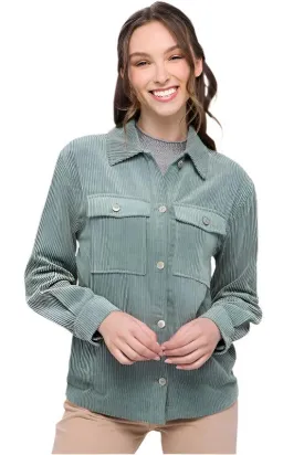 Corduroy Button Down Jacket With Pockets