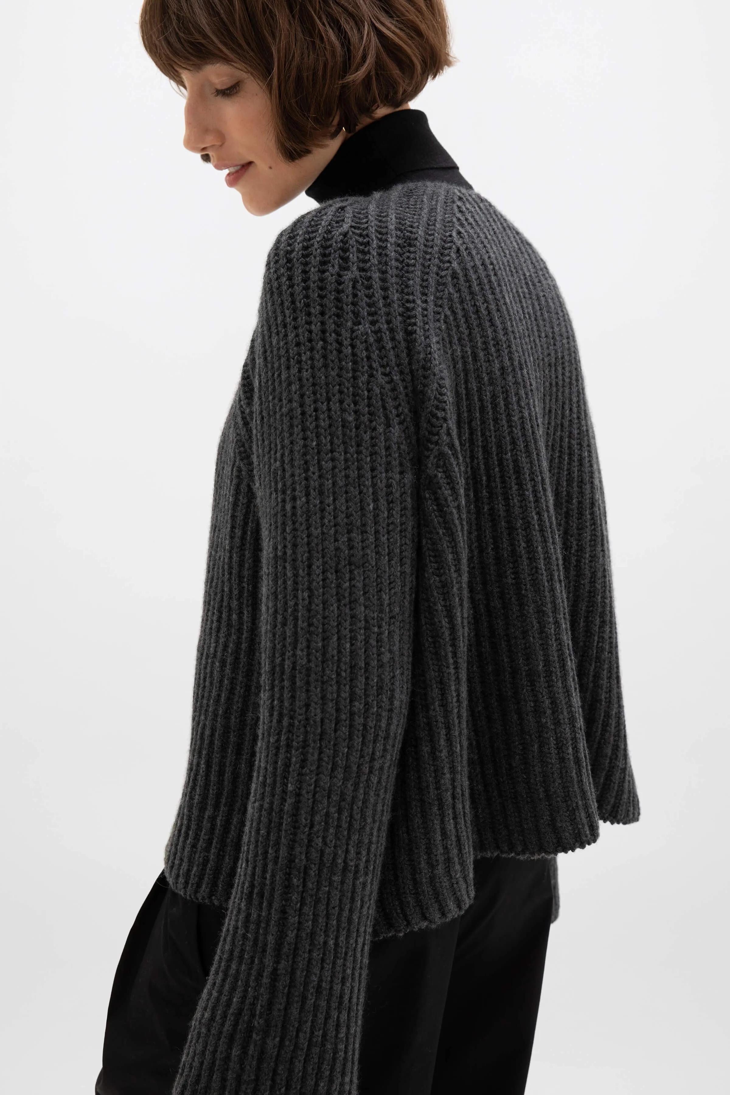 Cropped Ribbed Cashmere Jumper