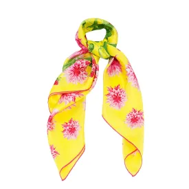 Dahlia Garden Silk Scarf Yellow