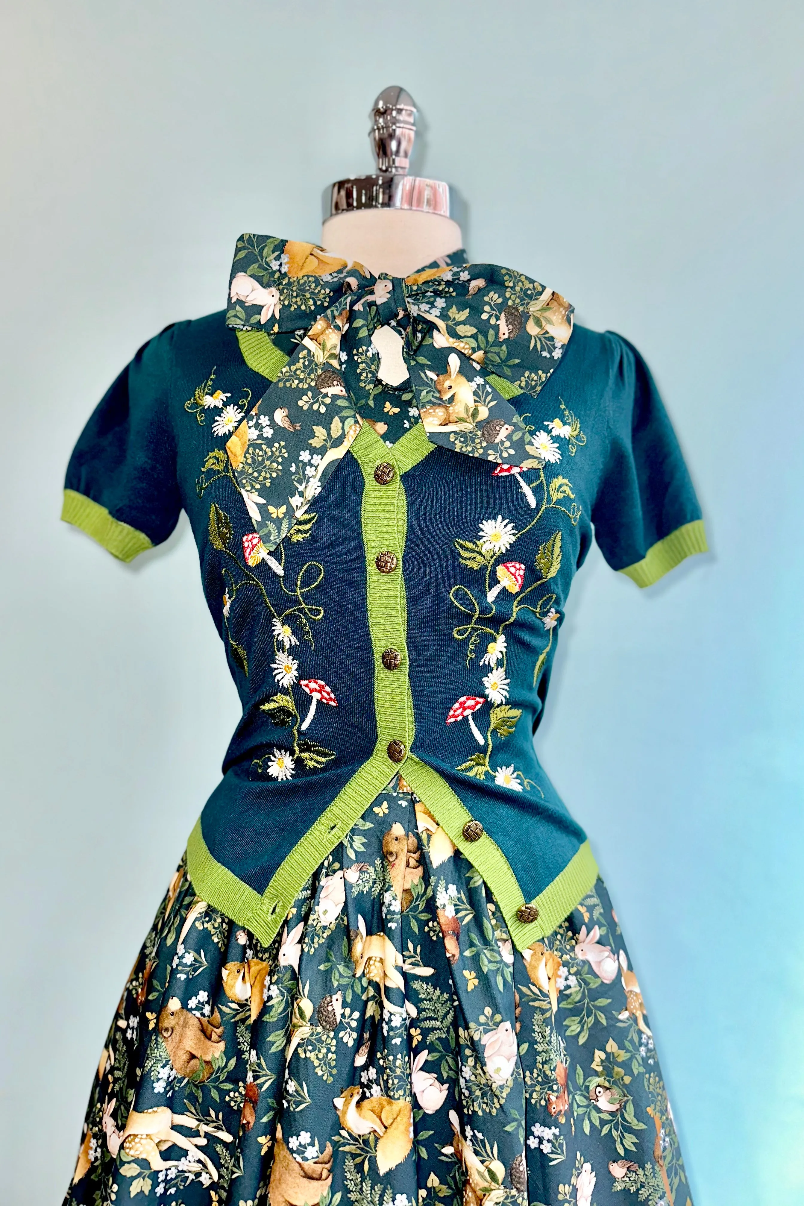 Dark Teal Woodland Animals Doris Skirt by Retrolicious