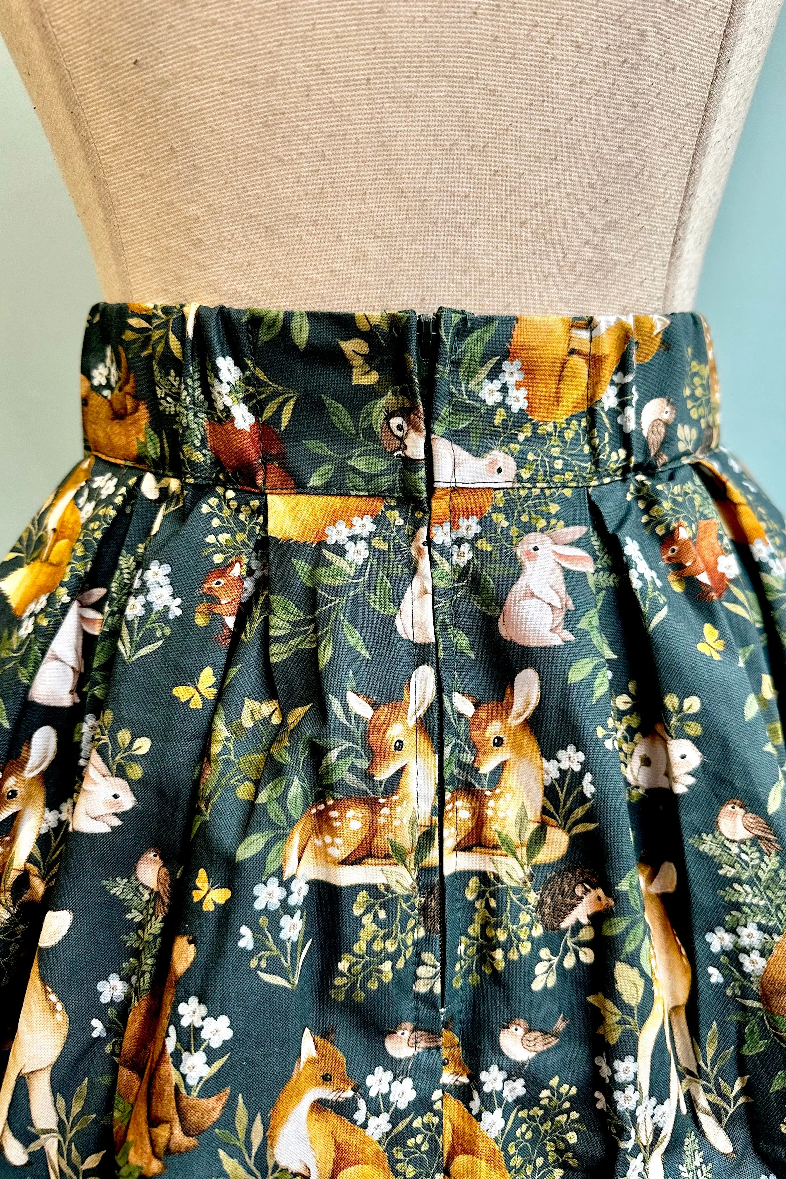 Dark Teal Woodland Animals Doris Skirt by Retrolicious