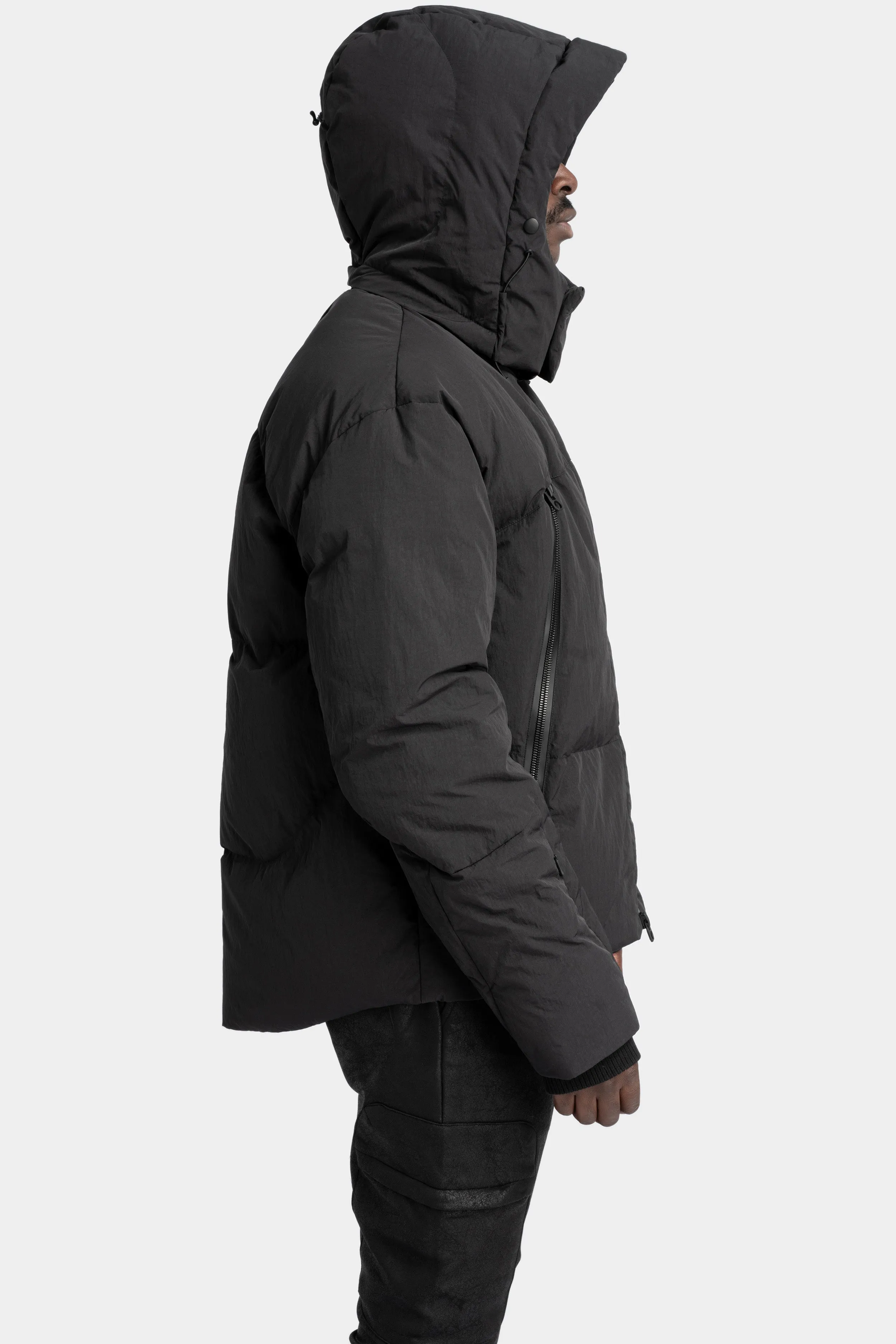 Detachable hood down jacket, Black