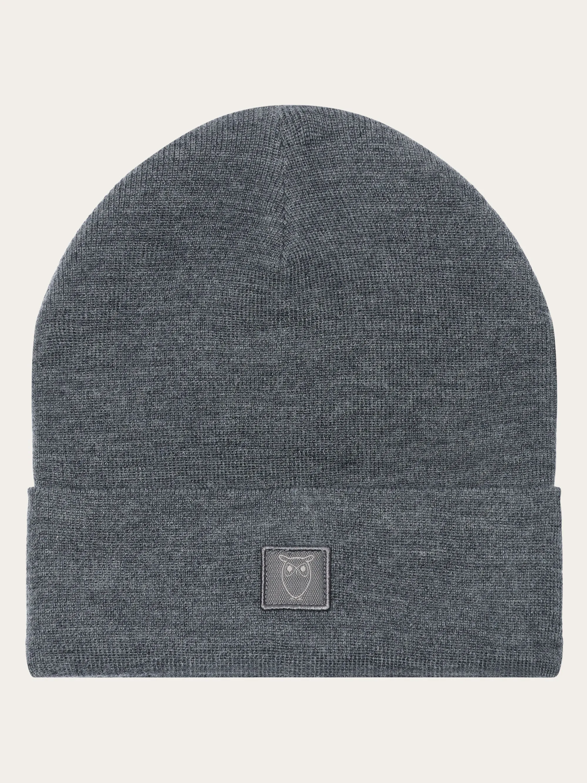 Double layer fine merino wool beanie - RWS - Dark Grey Melange