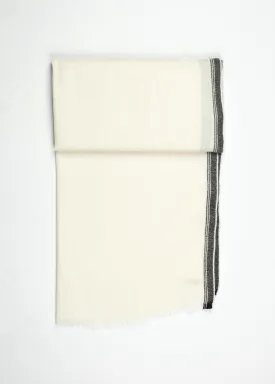 Edged Wool Scarf in Off White -UEB