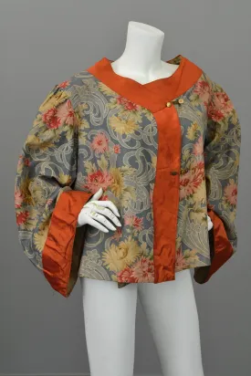 Edwardian Floral Print Angel Sleeve Crop Shrug Capelet Swing Coat