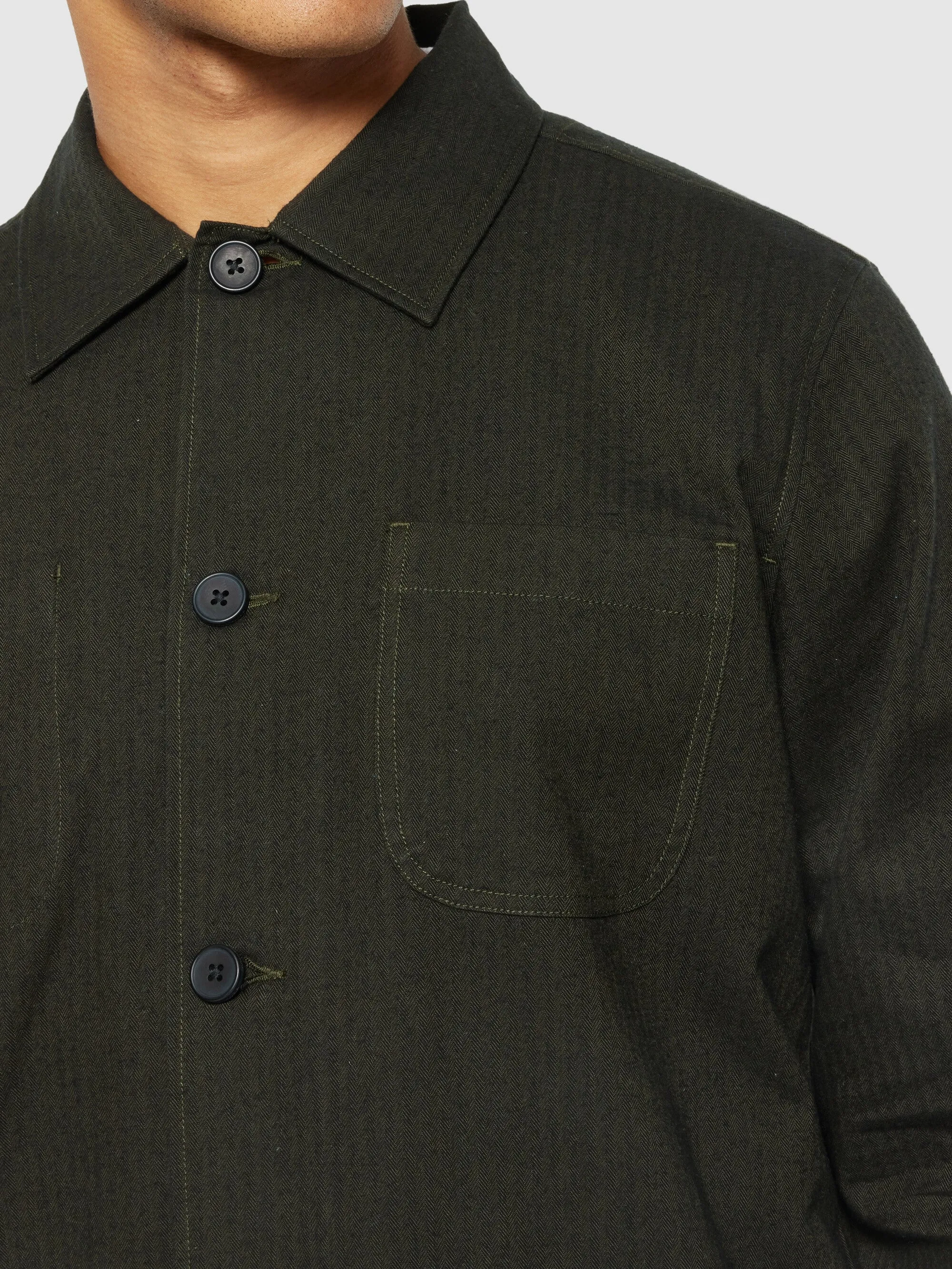 Flannel herringbone overshirt - GOTS/Vegan - Forrest Night