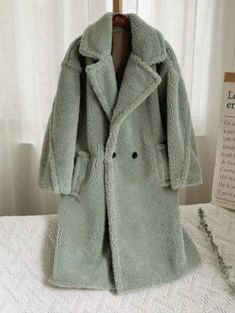 Getadme Faux Fur Lambswool Jacket Women Women Winter Thick Fleece Teddy Coat Female Oversized Casual Loose Long Sleeve Long Outerwear