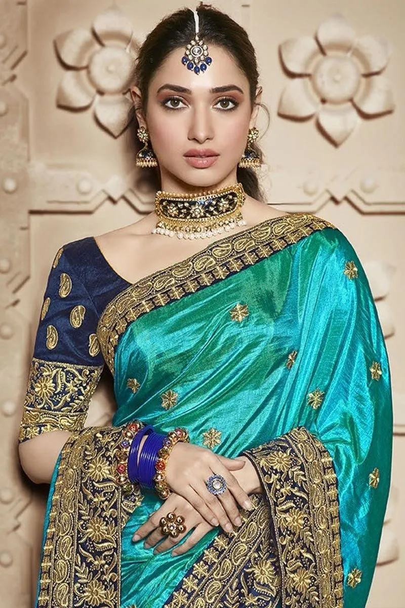 Green Paper Silk Sari With Blouse Piece