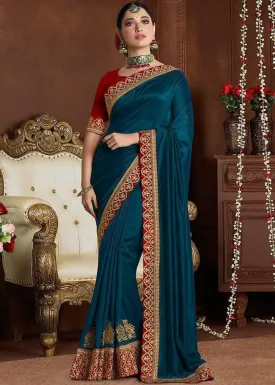 Green Rangoli Silk Saree With Blouse Piece