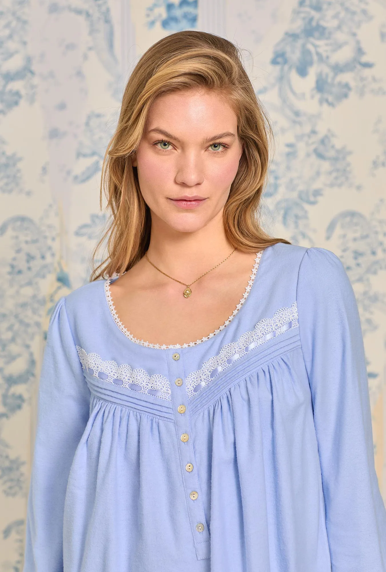 Heritage Cotton Flannel Blue Dream Waltz Nightgown