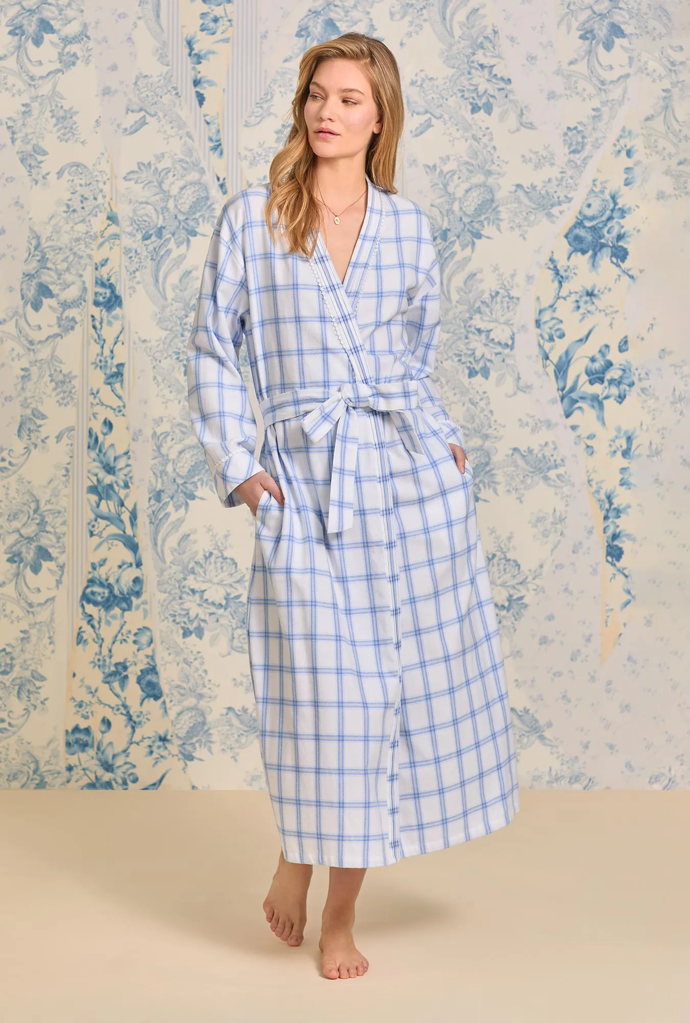 Heritage Cotton Flannel Pretty Plaid Ballet Wrap Robe