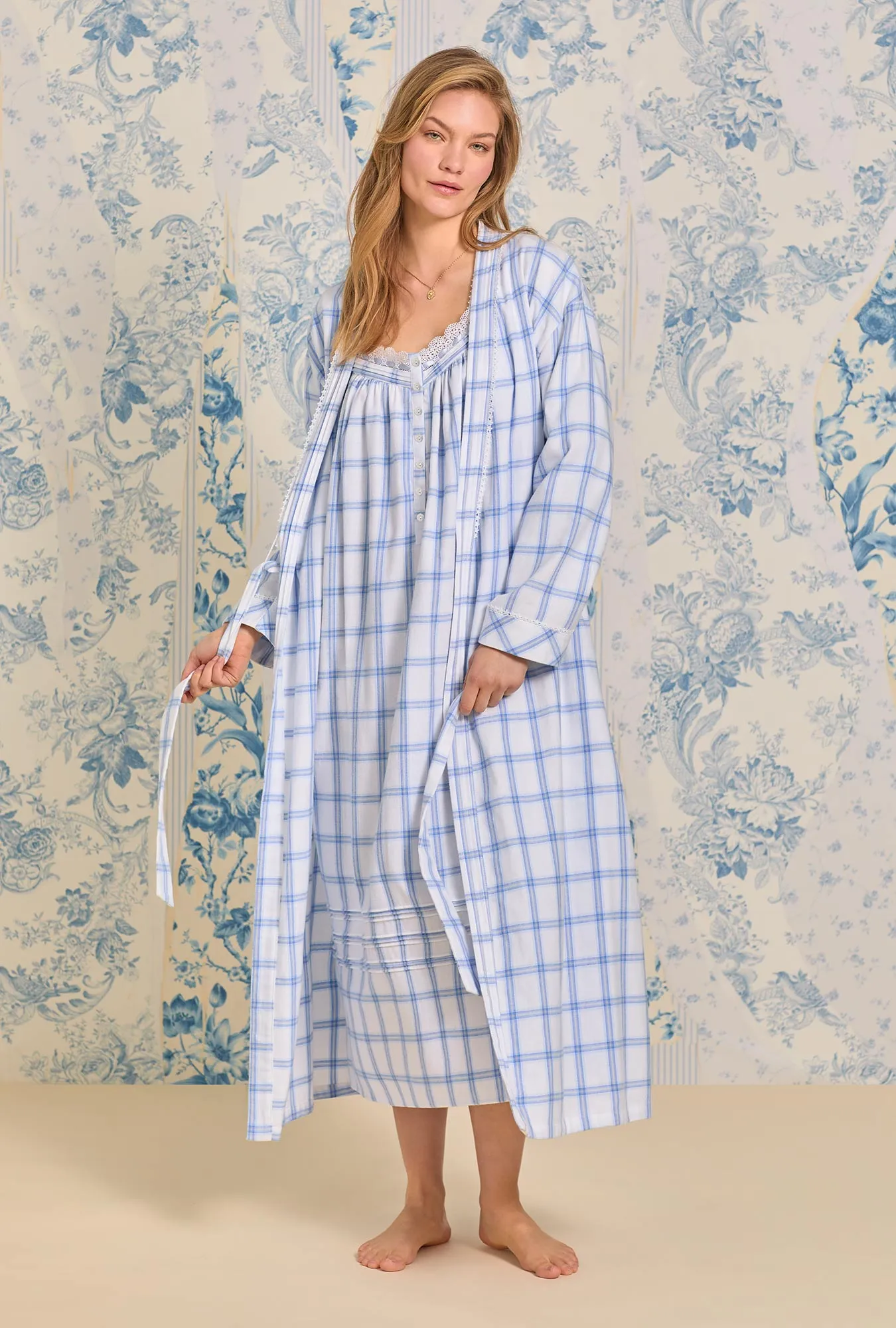 Heritage Cotton Flannel Pretty Plaid Ballet Wrap Robe