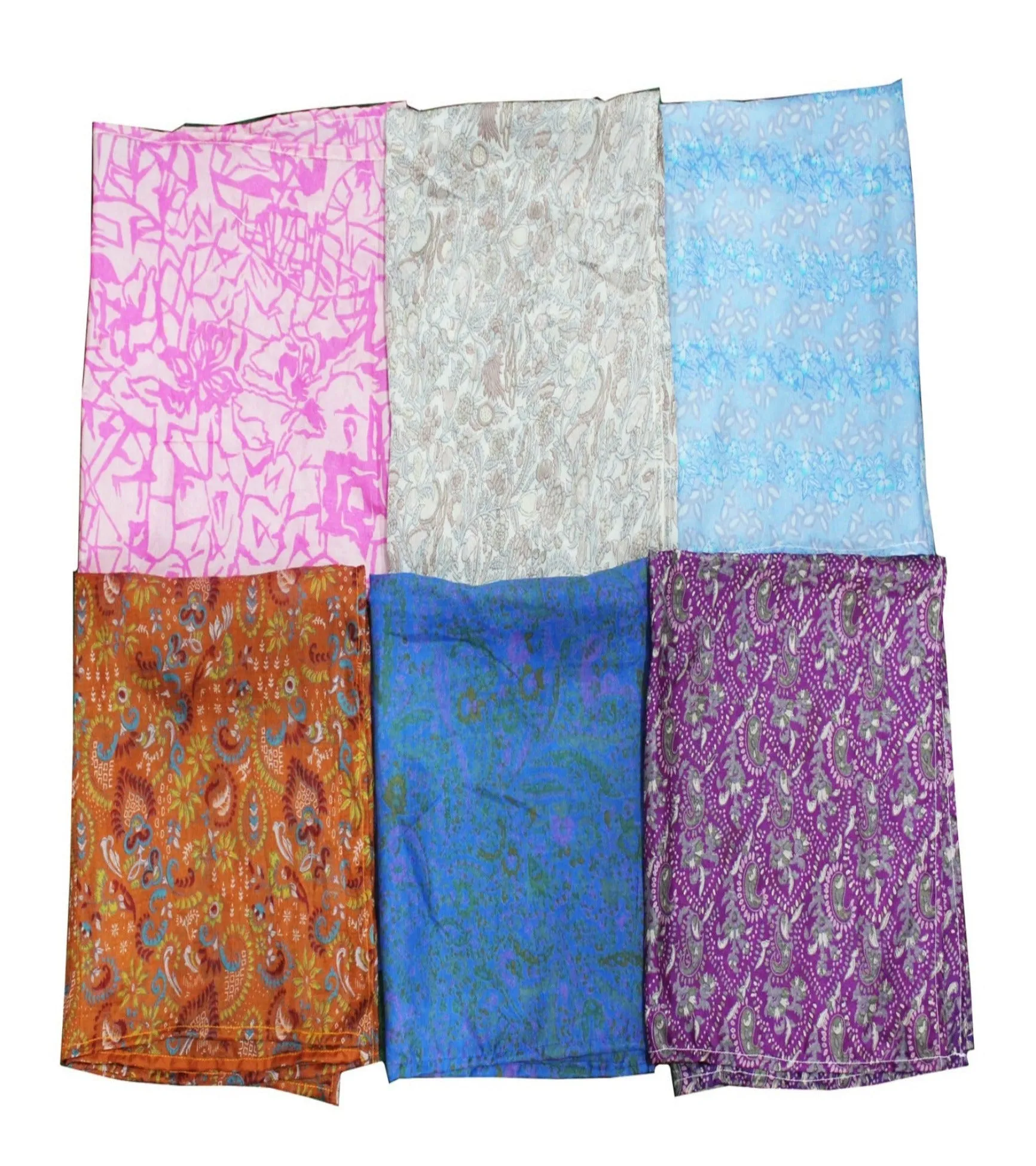 Indian Silk Sari Scarf 76" x 38" Inches, Colourful Floral Printed Scarves , Assorted Colour Mix , Pure Silk Neck Scarf , Silk Bandana , Silk Neckerchief, Silk Hair Scarf , Floral Silk Scarf