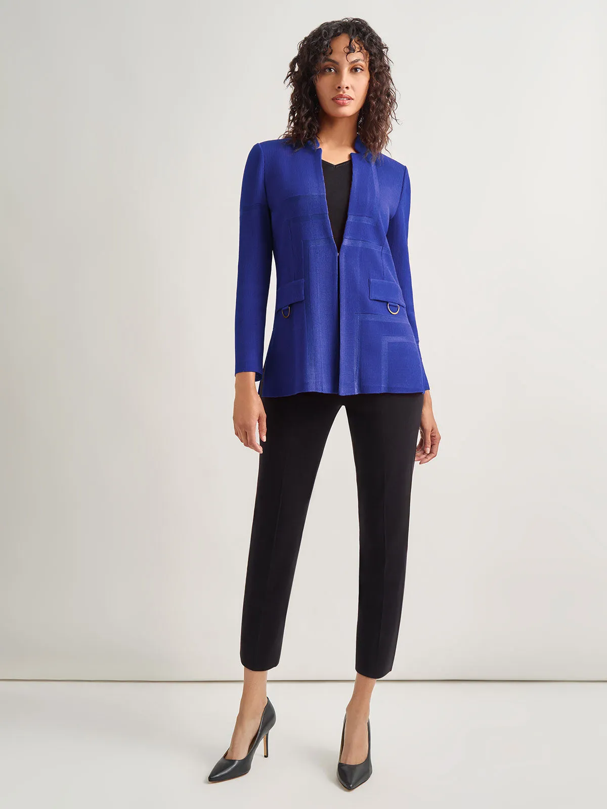 Inverted Notch Collar Tailored Knit Jacket