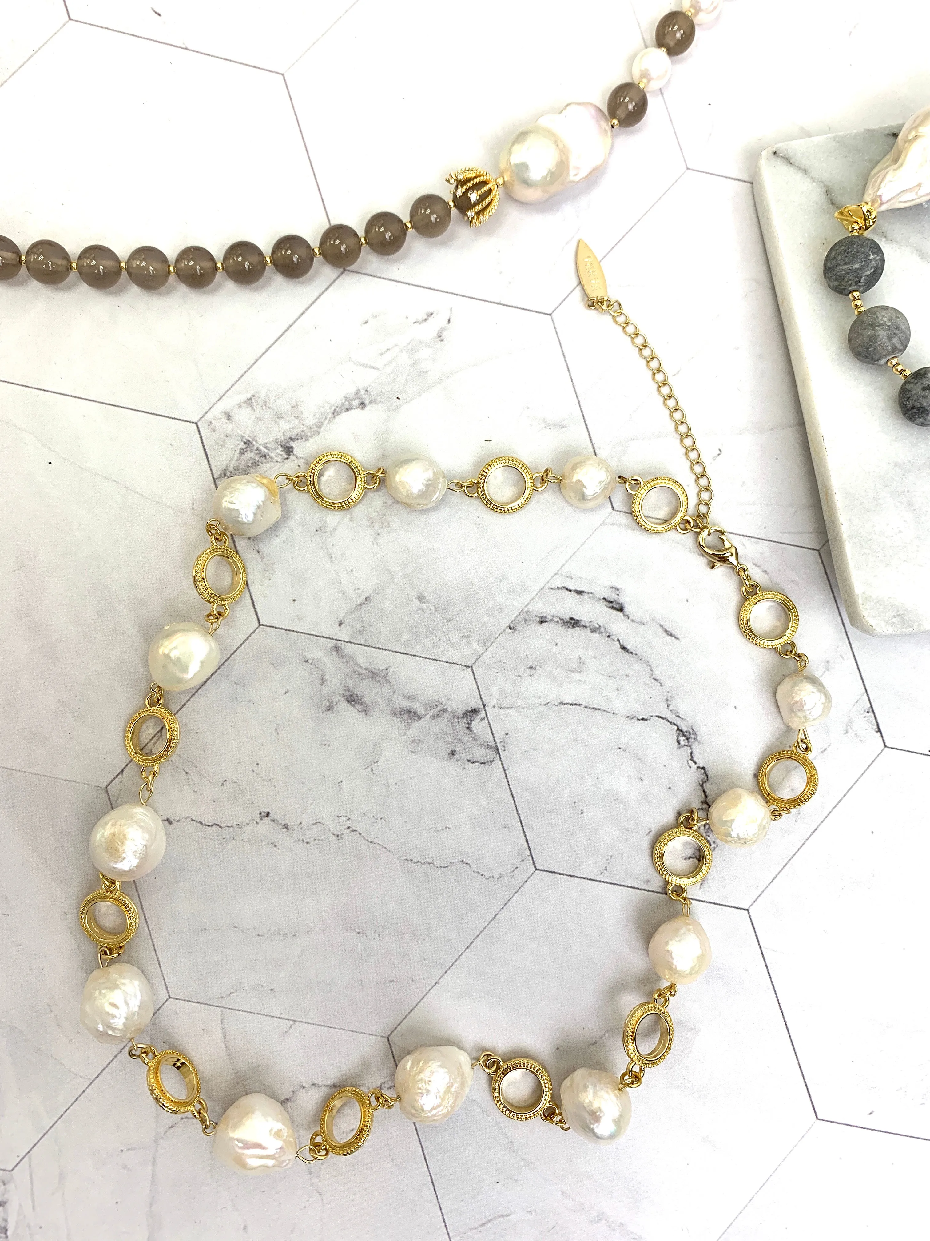 Irregular Freshwater Pearls Chain Necklace HN024