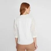 Ivory Embroidered Blouse with Lace Trim