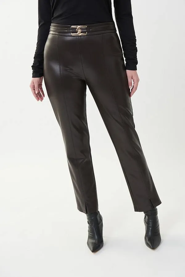 Joseph Ribkoff Faux Leather Pants with Buckle