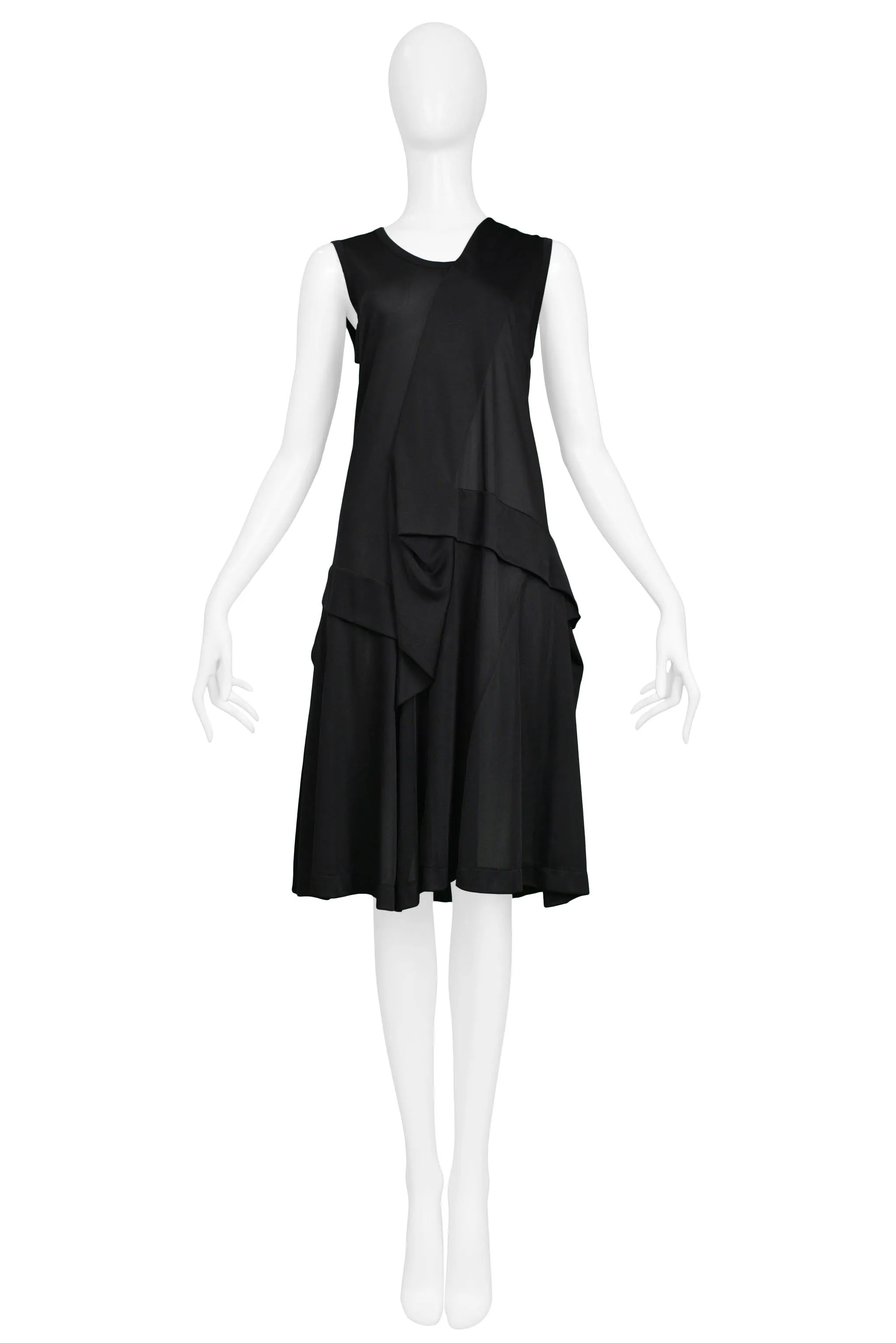 JUNYA WATANABE BLACK NYLON PLEAT TANK DRESS 1996