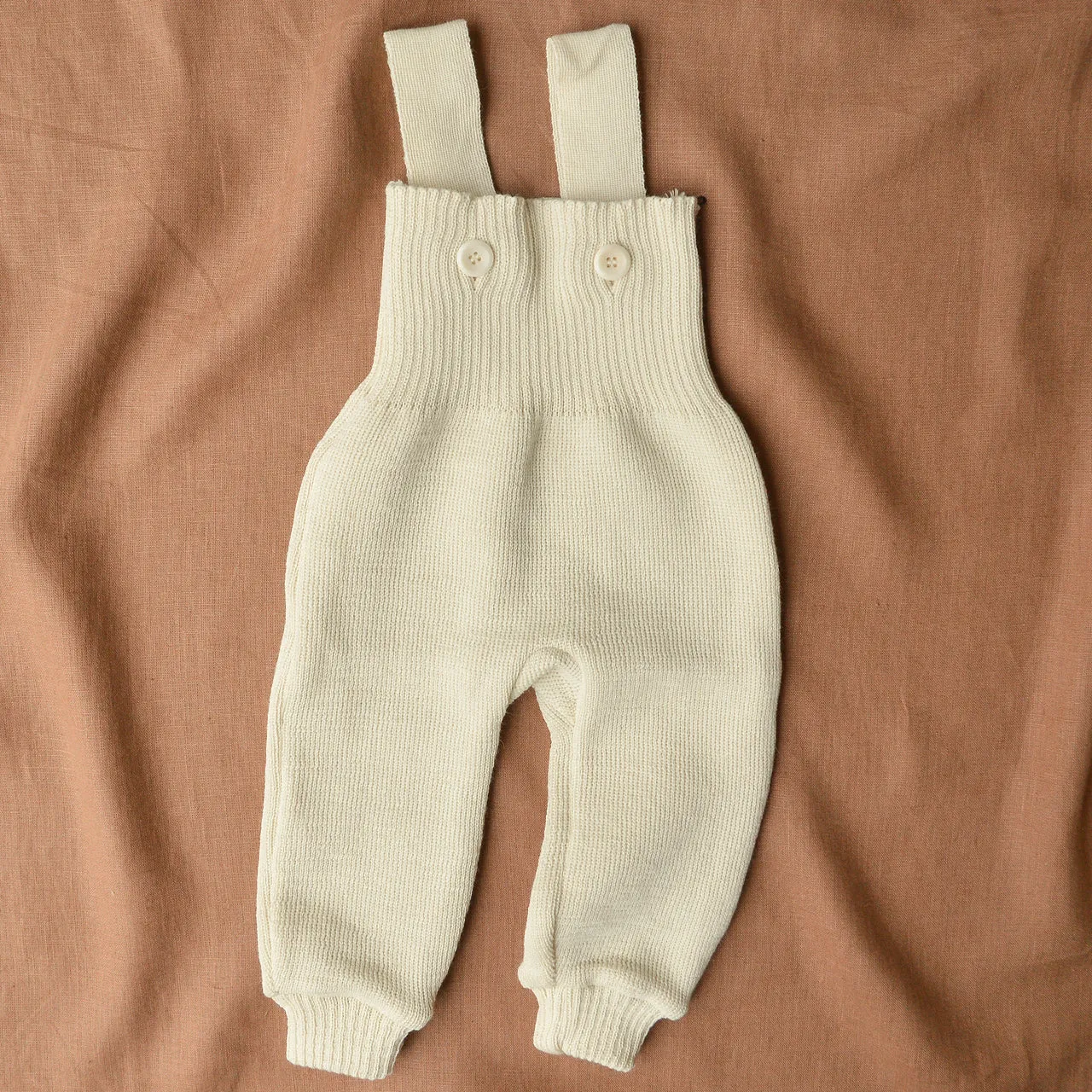 Knitted Dungarees in Organic Merino Wool - Natural (newborn-4y)