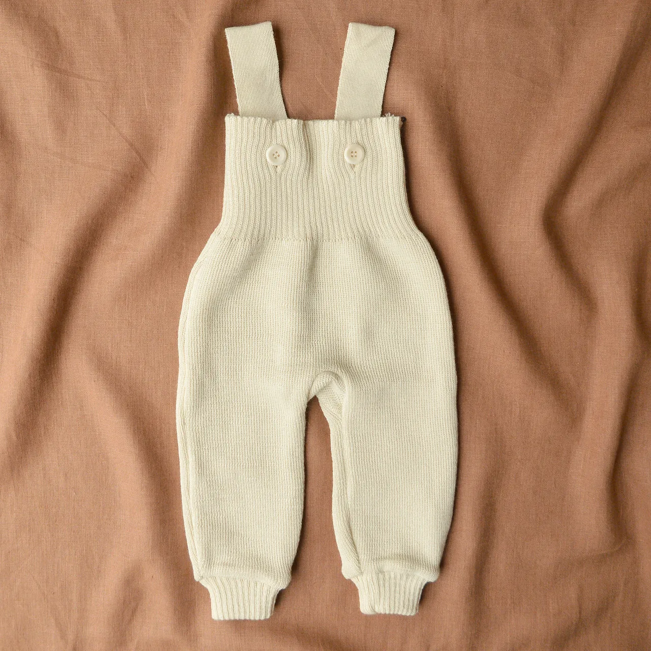 Knitted Dungarees in Organic Merino Wool - Natural (newborn-4y)