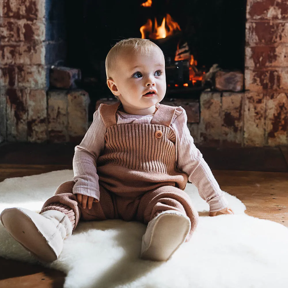 Knitted Dungarees in Organic Merino Wool - Natural (newborn-4y)