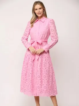 Lace Midi Dress | Pink