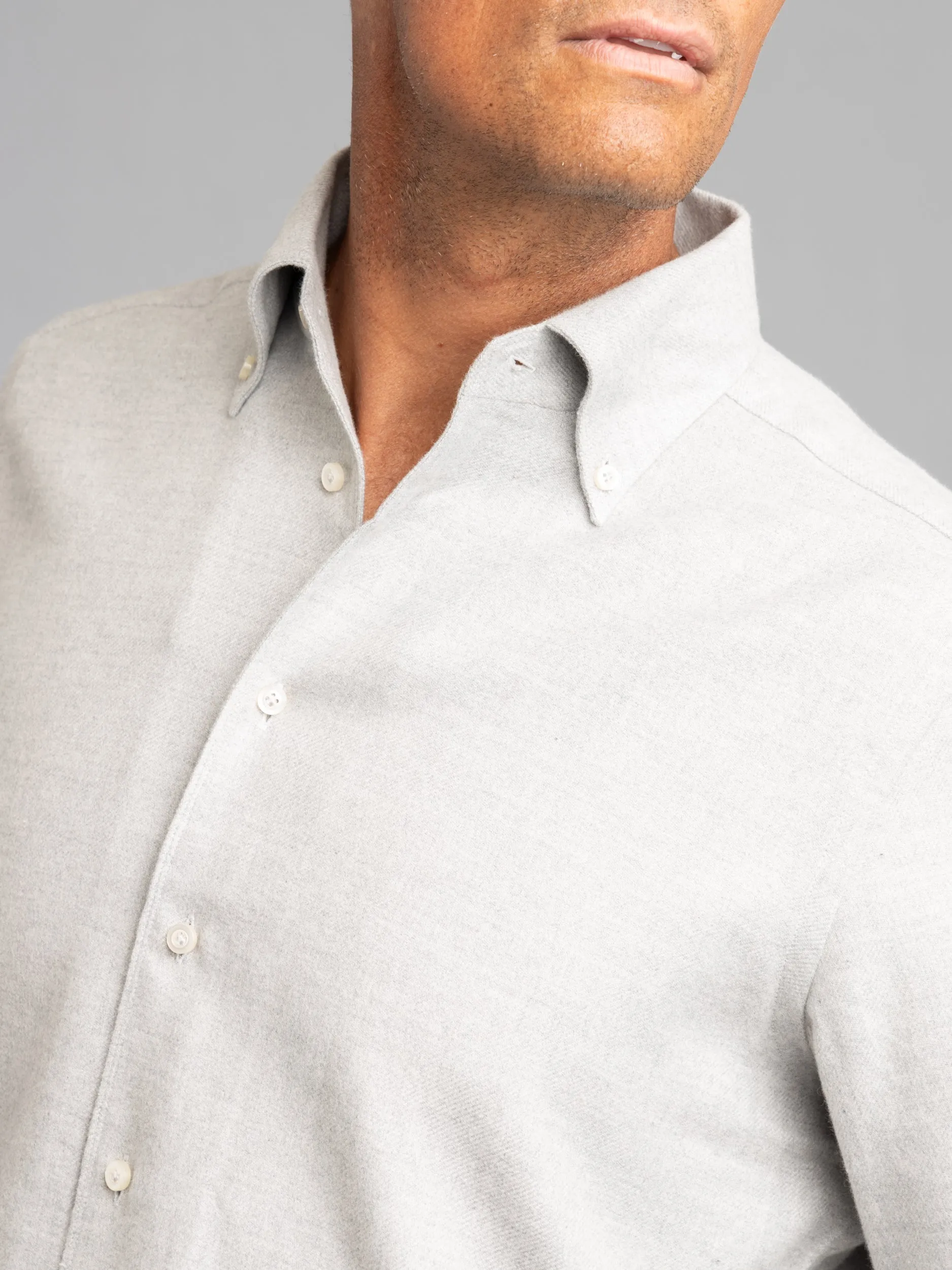 Light Grey Flannel Twill Dress Shirt