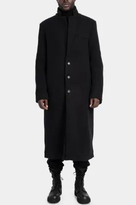 Long buttoned wool / cashmere coat