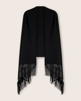 Luxe Leather Fringe Cashmere Wrap