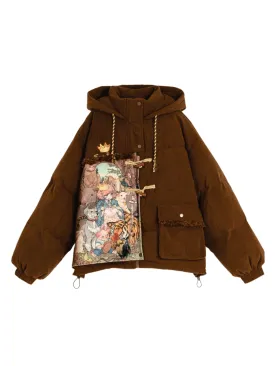 Maillard Mingle Warmth Oil Painting Corduroy Down Jacket