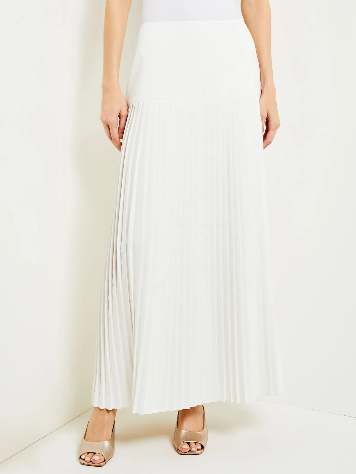 Maxi A-Line Skirt - Pleated Woven