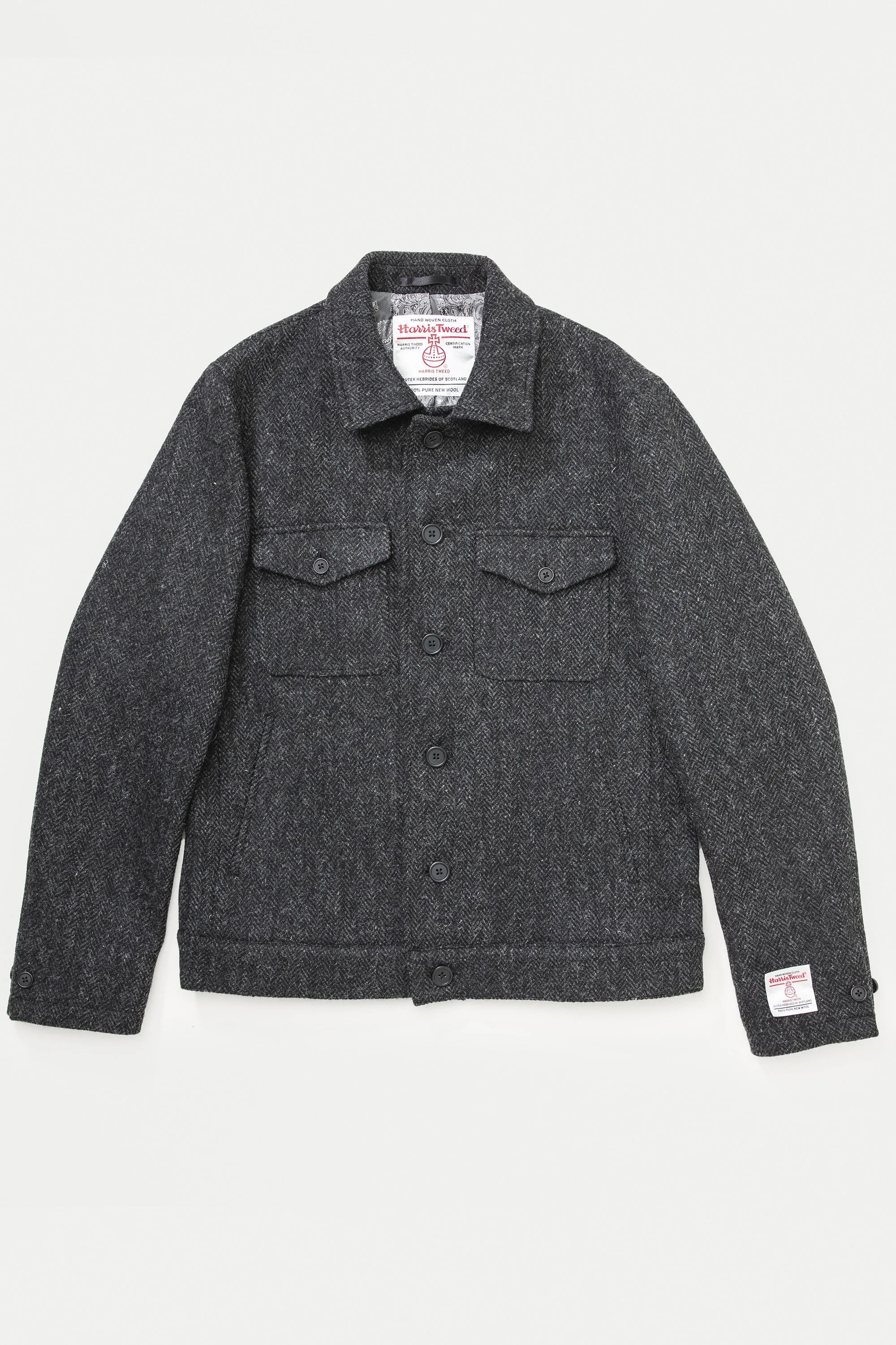 Sergeant Mens Jacket in Deep Charcoal - Harris Tweed Premium Quality