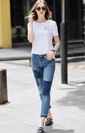 Modern Fit Color Block Jeans