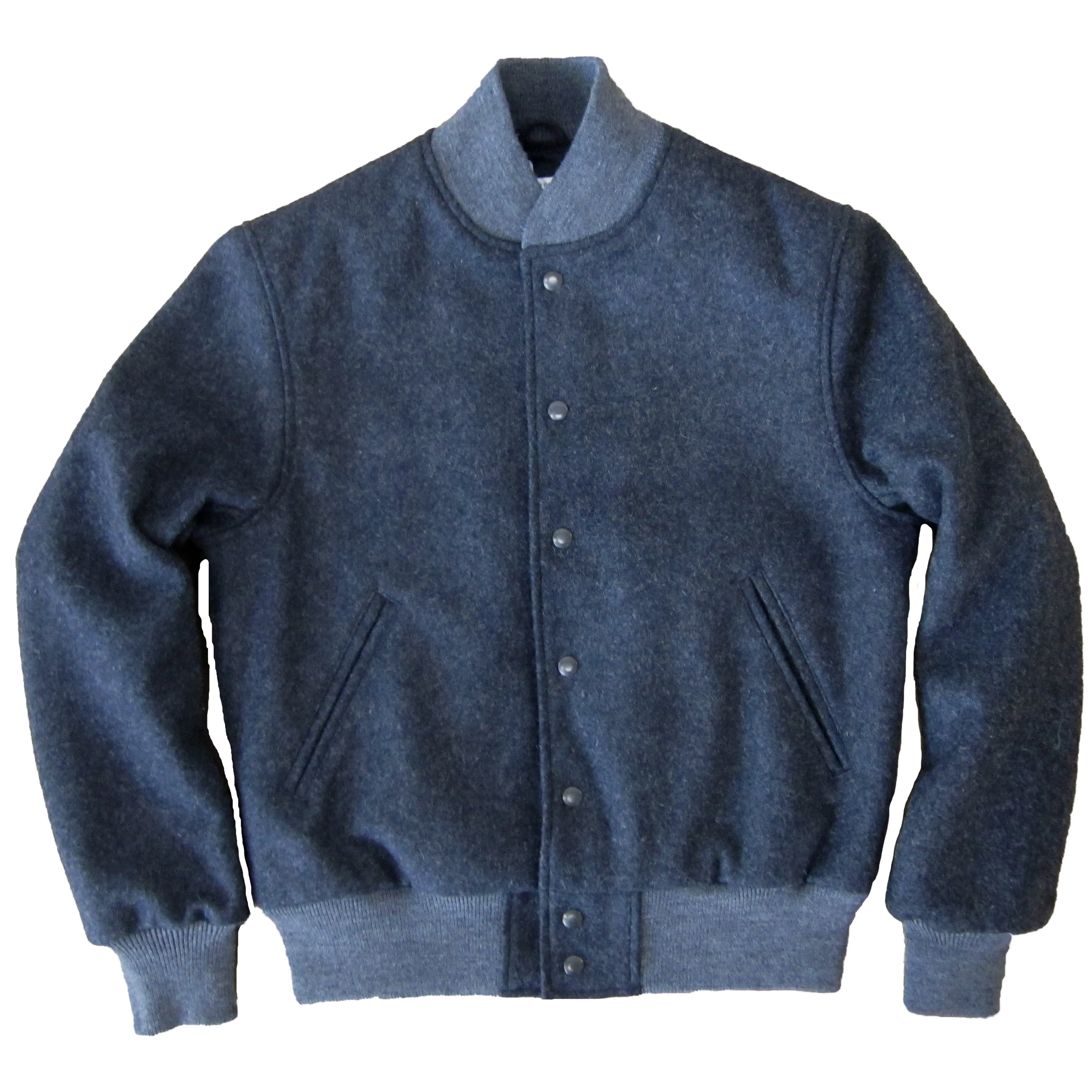 All-Wool Oxford Charcoal Melton Varsity Jacket