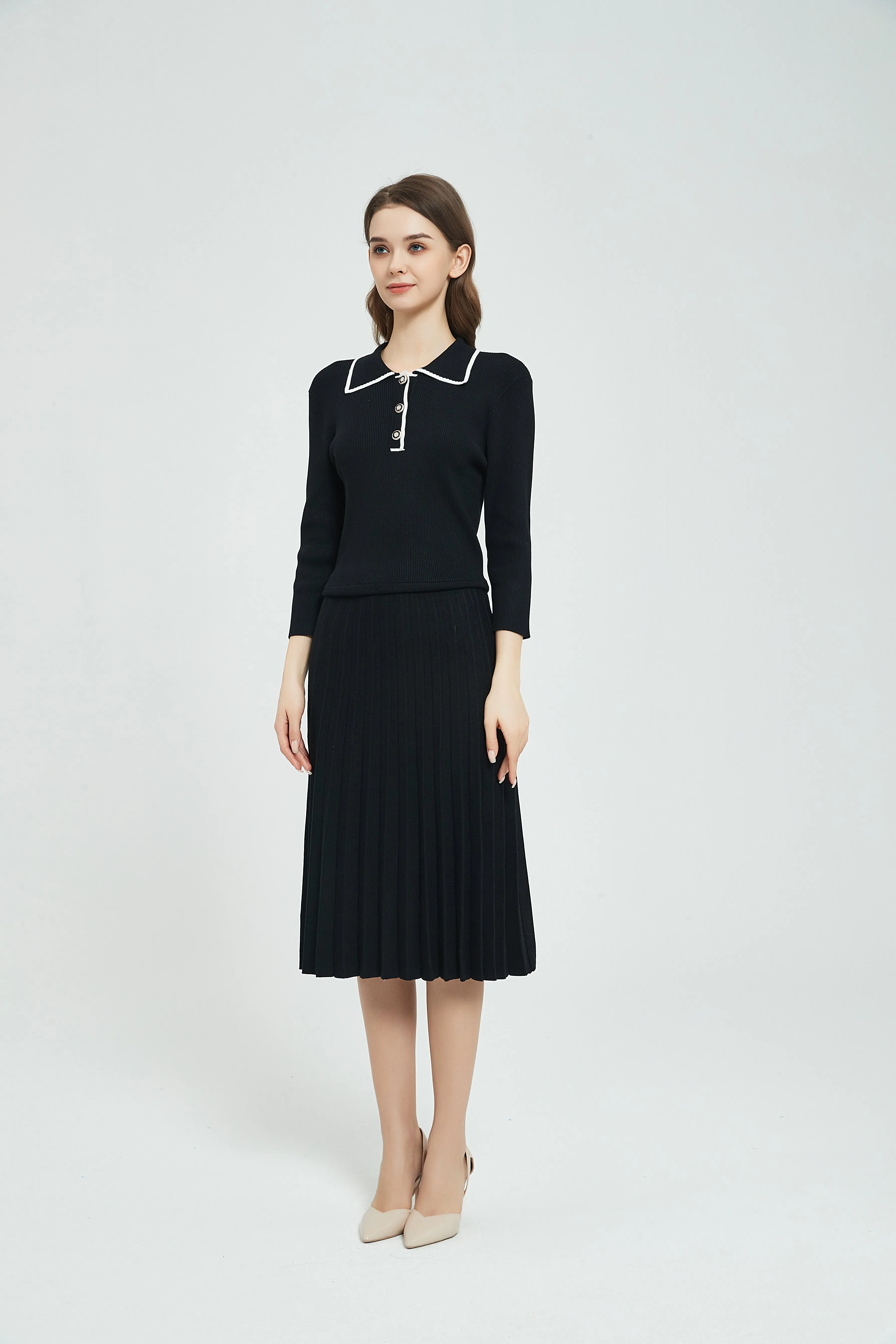 POLO SPRING KNIT DRESS byMM - BLACK