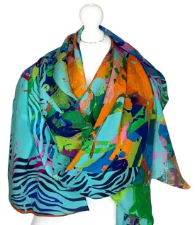 Rectangle 100% Silk Scarf by Clare O Connor - Irish Artist