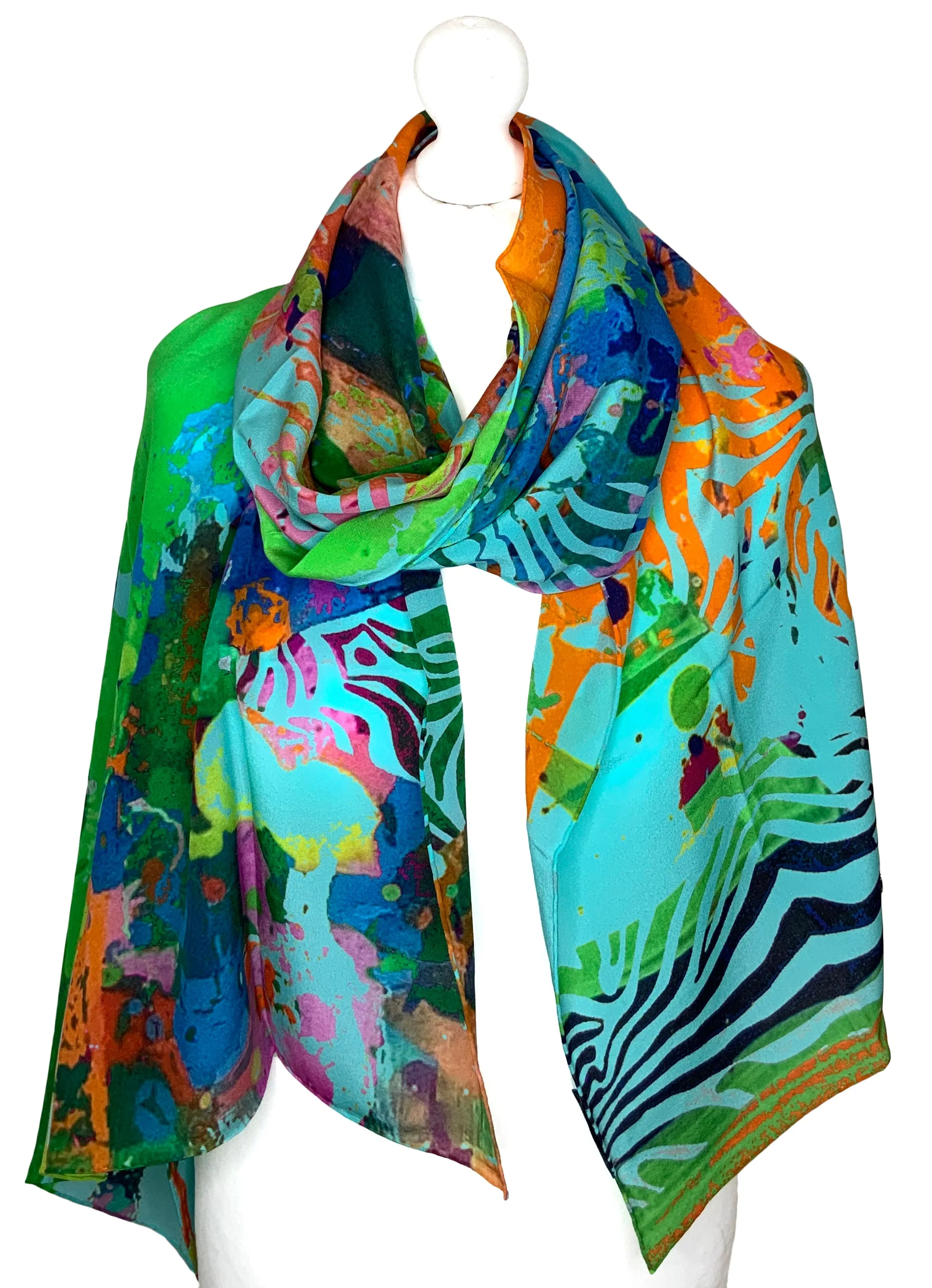 Rectangle 100% Silk Scarf by Clare O Connor - Irish Artist