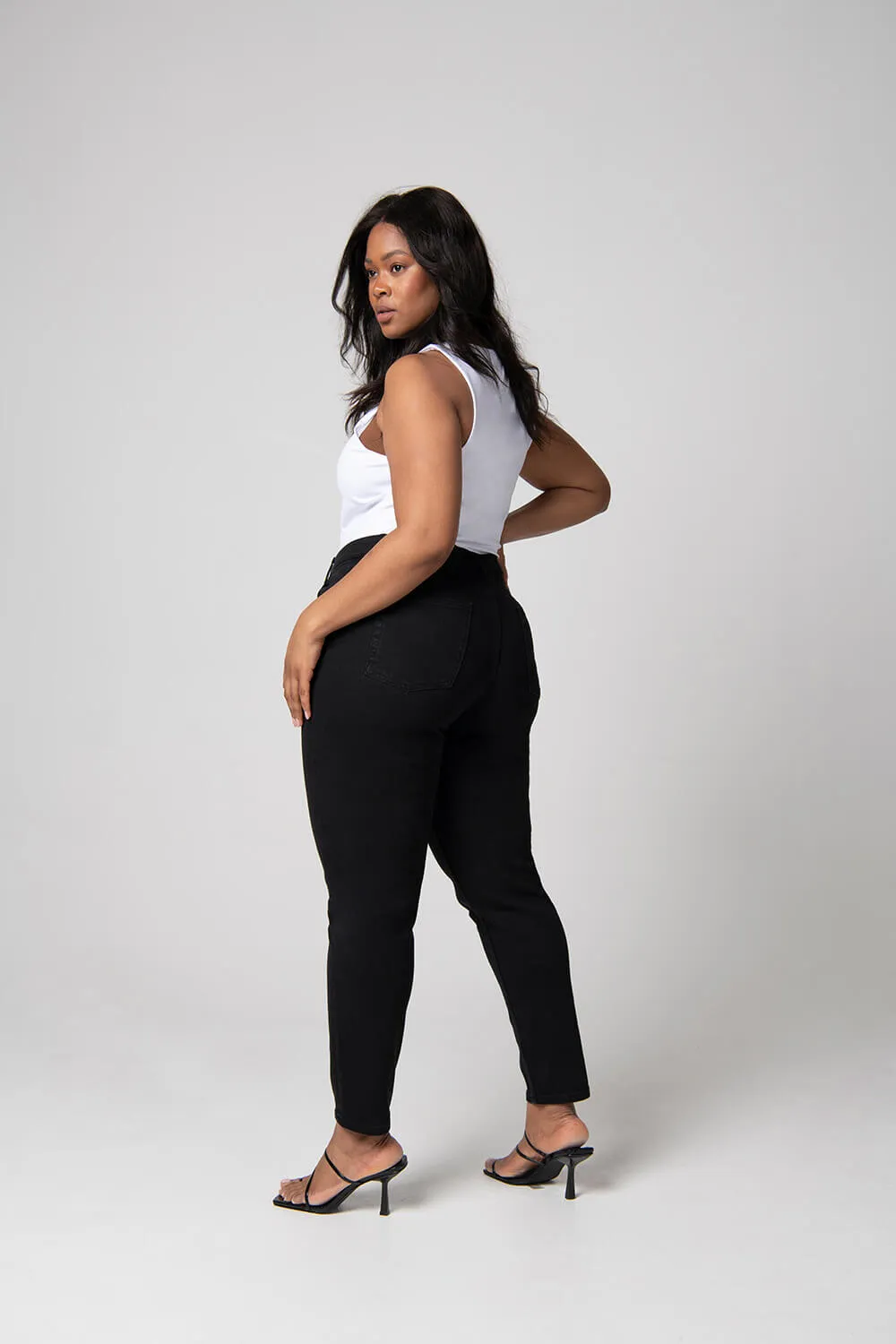 Slim Fit Mom Jeans - Black