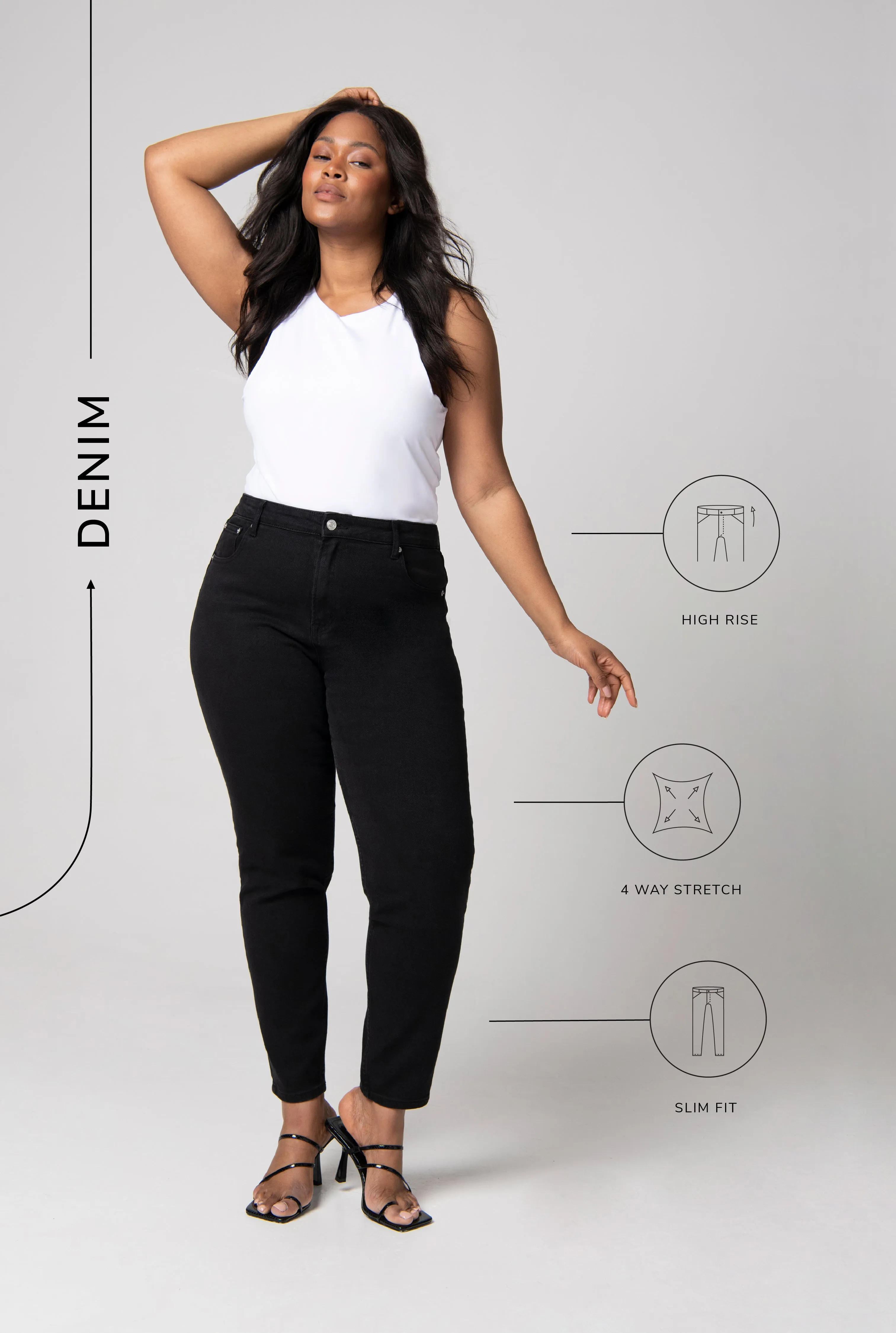 Slim Fit Mom Jeans - Black