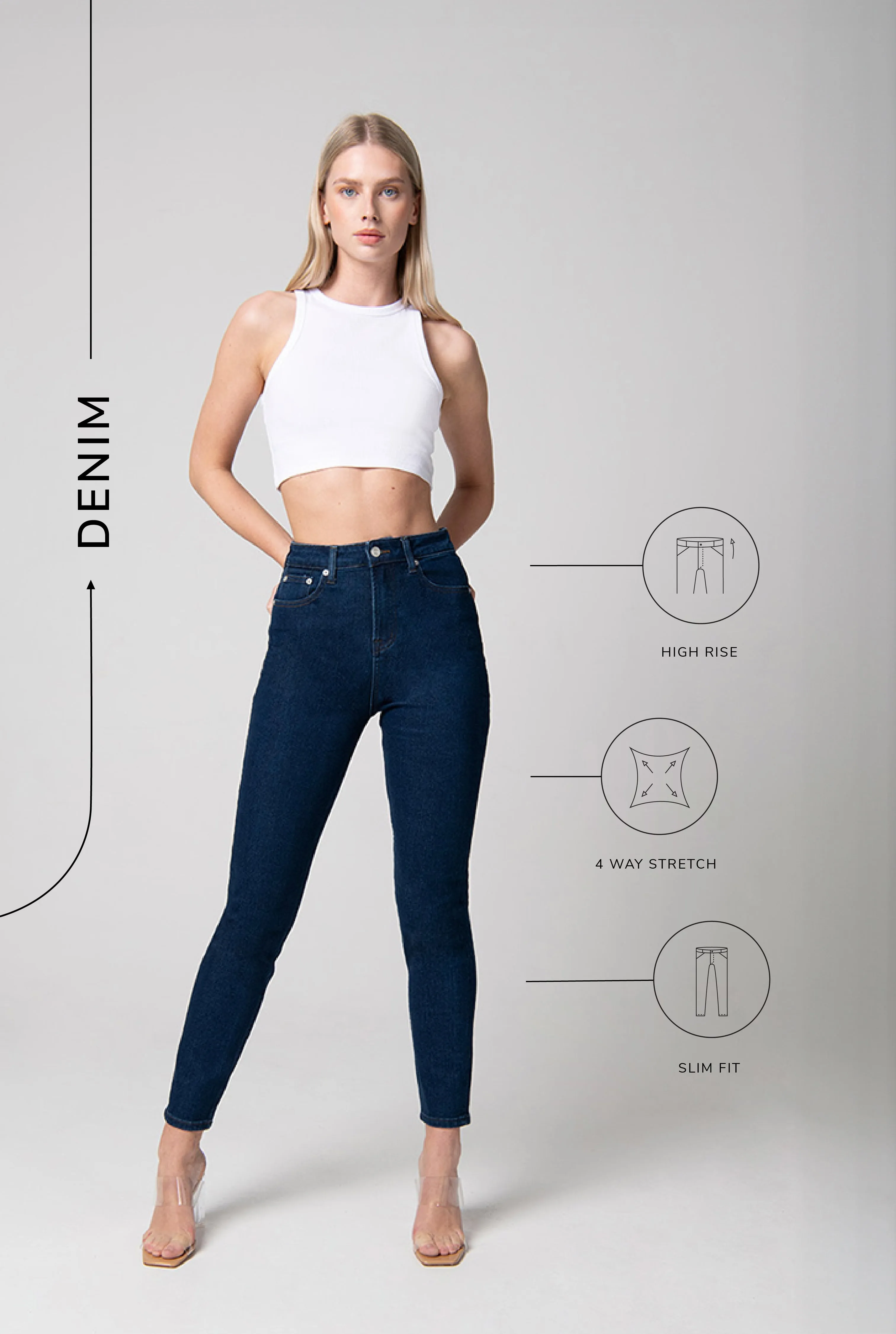 Slim Fit Mom Jeans - Dark Blue