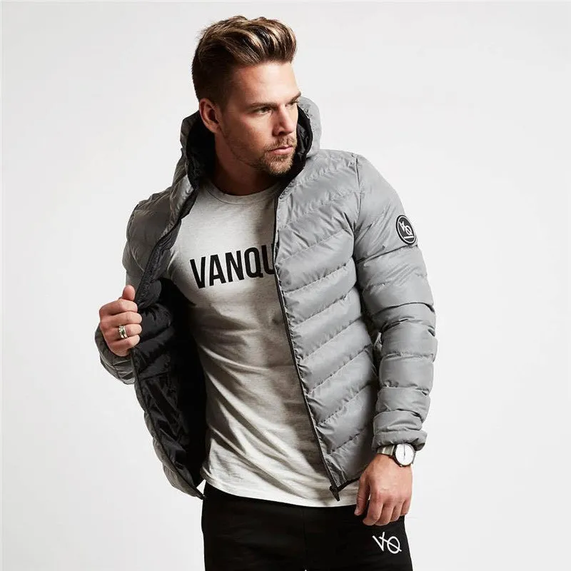 Solid Collar Outerwear Zipped Jacket For Men