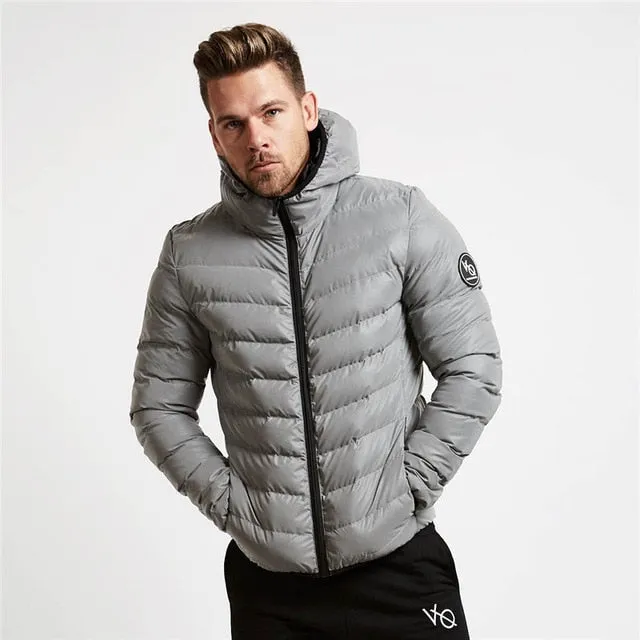 Solid Collar Outerwear Zipped Jacket For Men