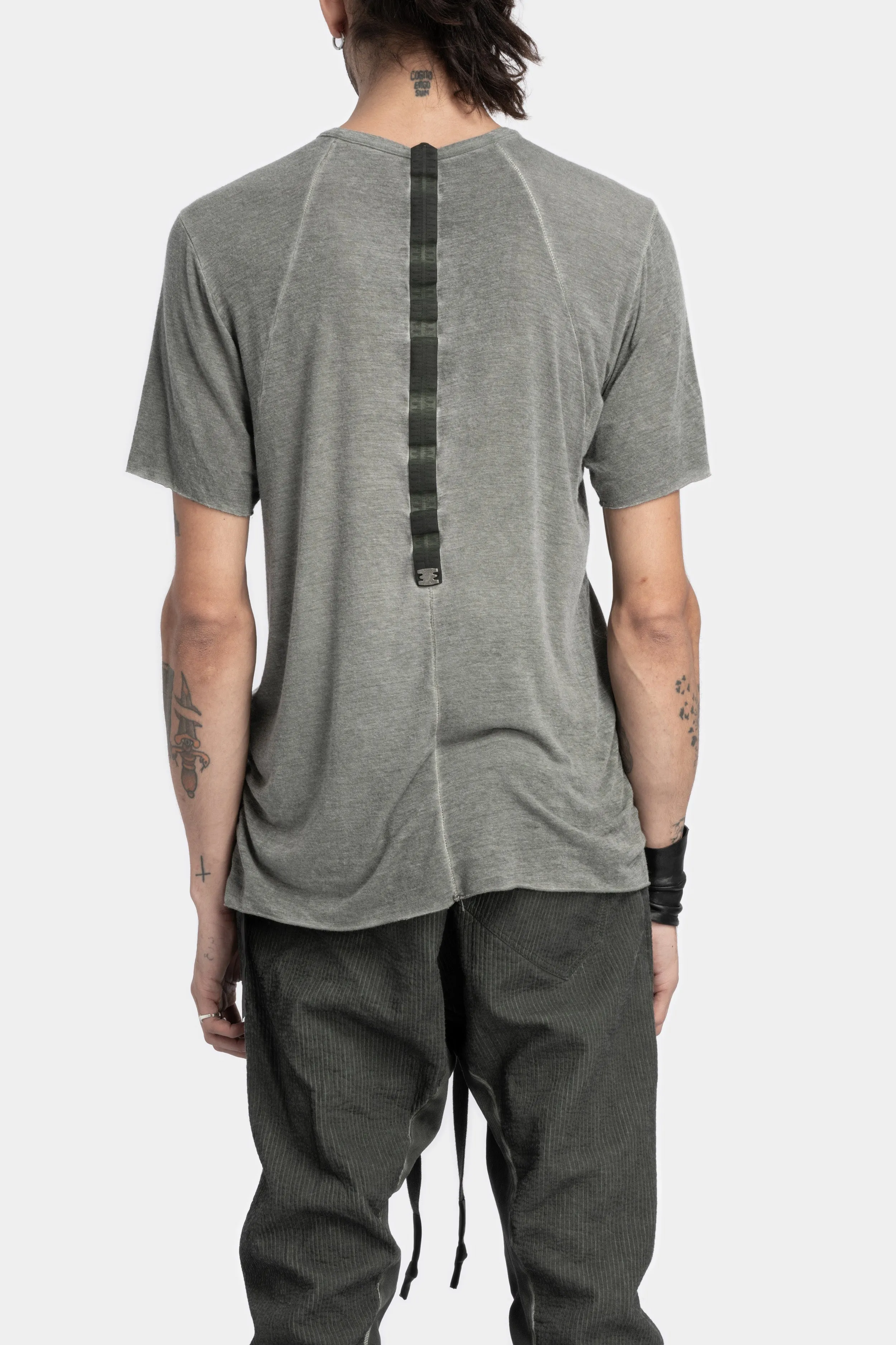 Staple spine detail cashmere blend t-shirt, Army