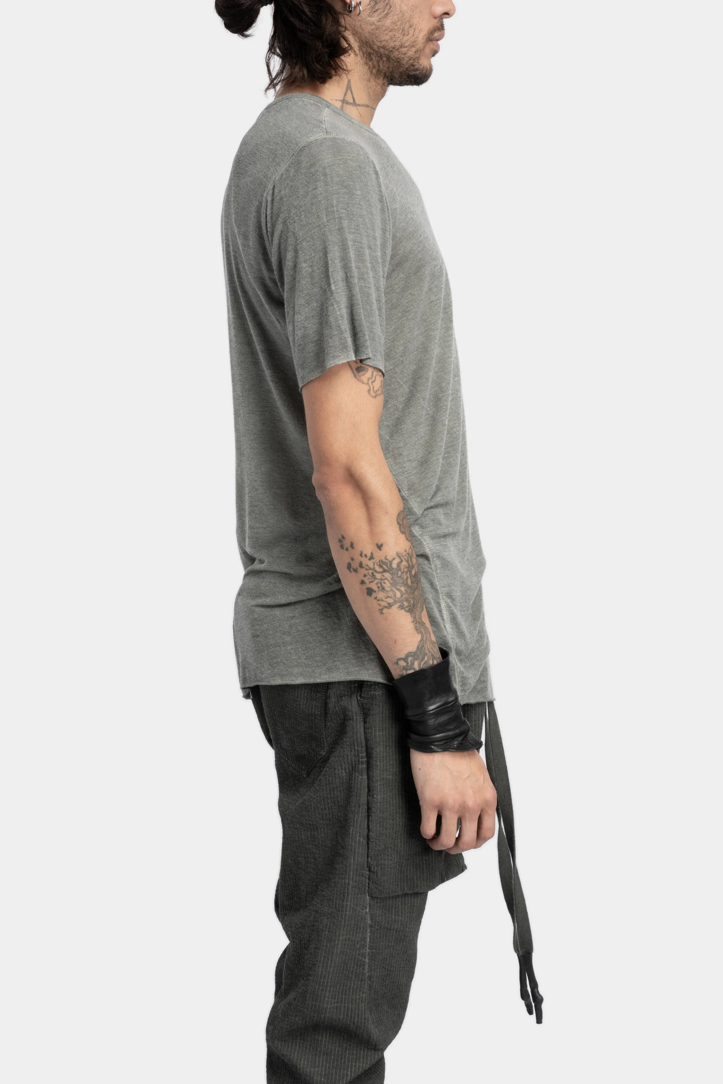 Staple spine detail cashmere blend t-shirt, Army