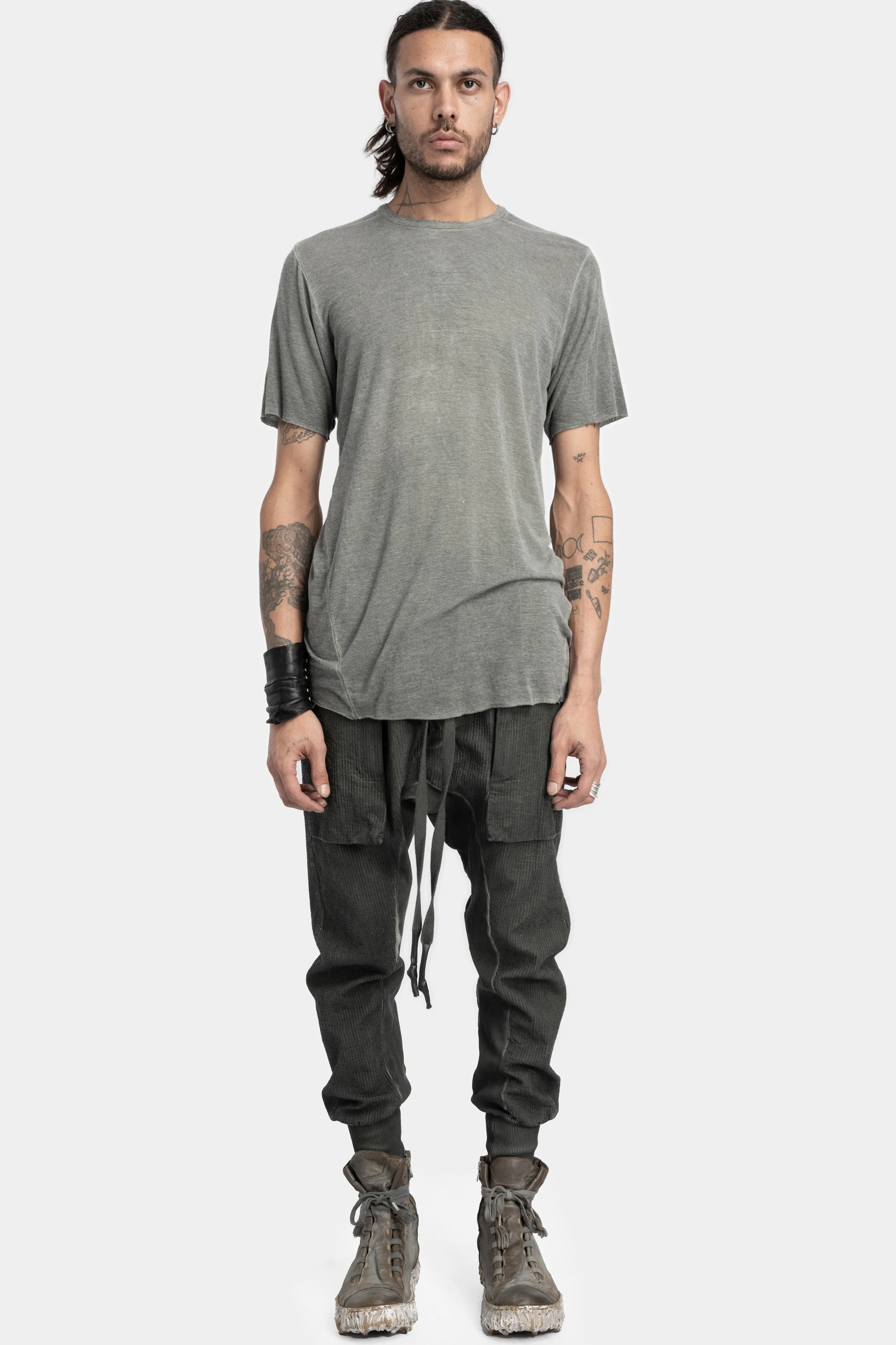 Staple spine detail cashmere blend t-shirt, Army