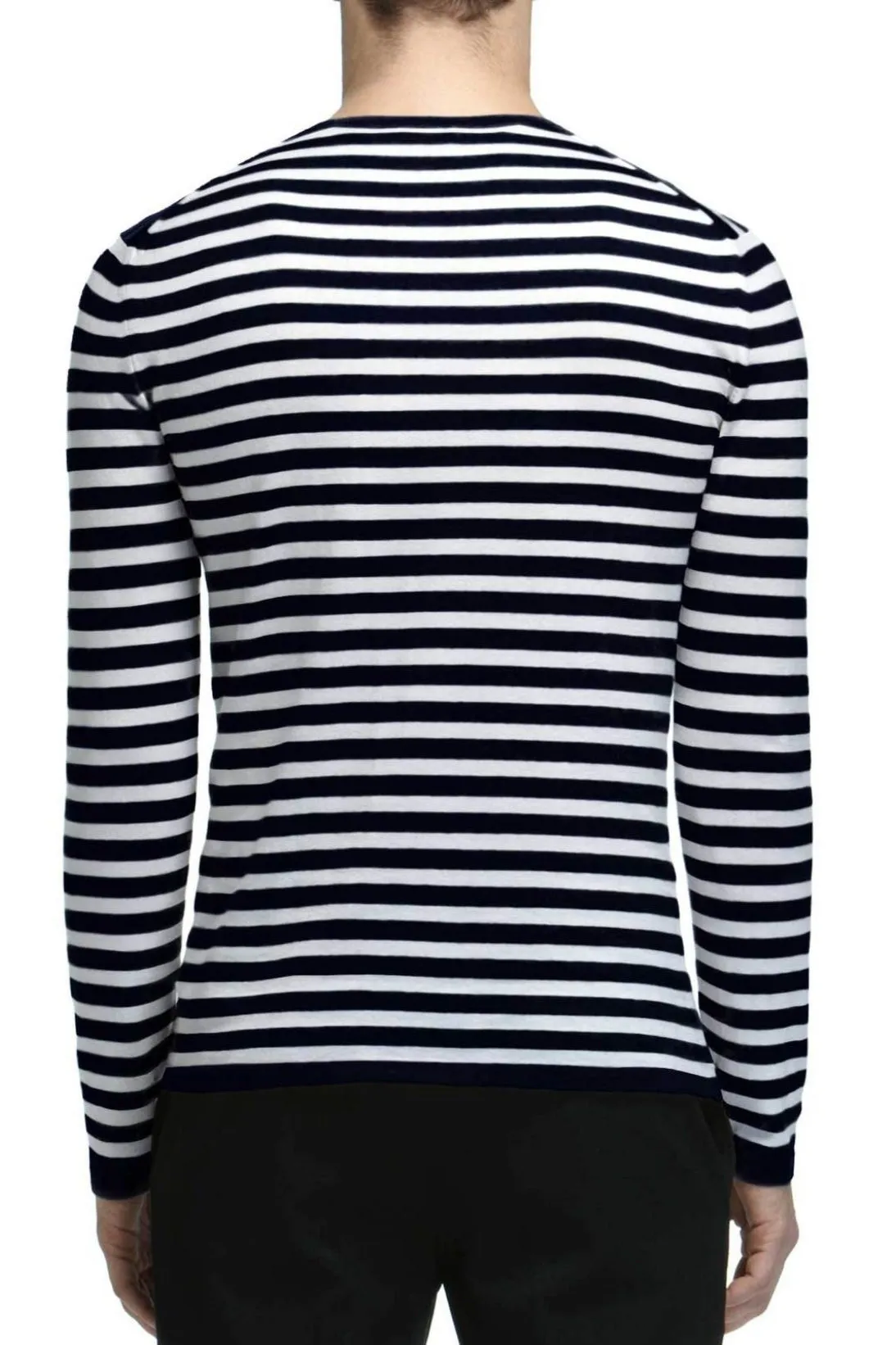 STRIPED COTTON CASHMERE CREWNECK