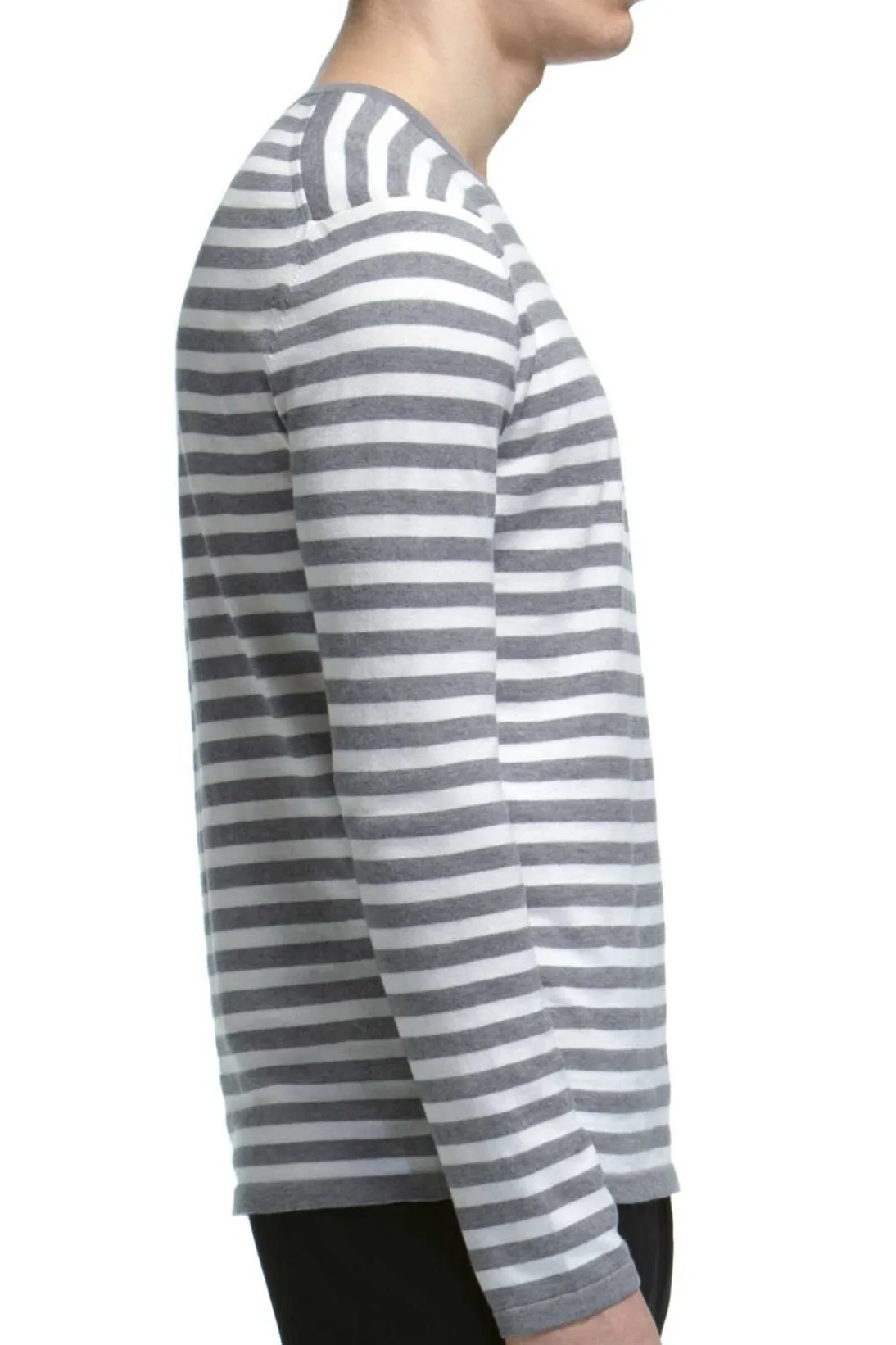 STRIPED COTTON CASHMERE CREWNECK