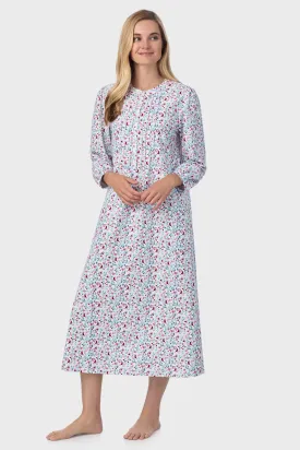 Simple and Sweet Cardinal-Print Heart-Patterned Flannel Gown